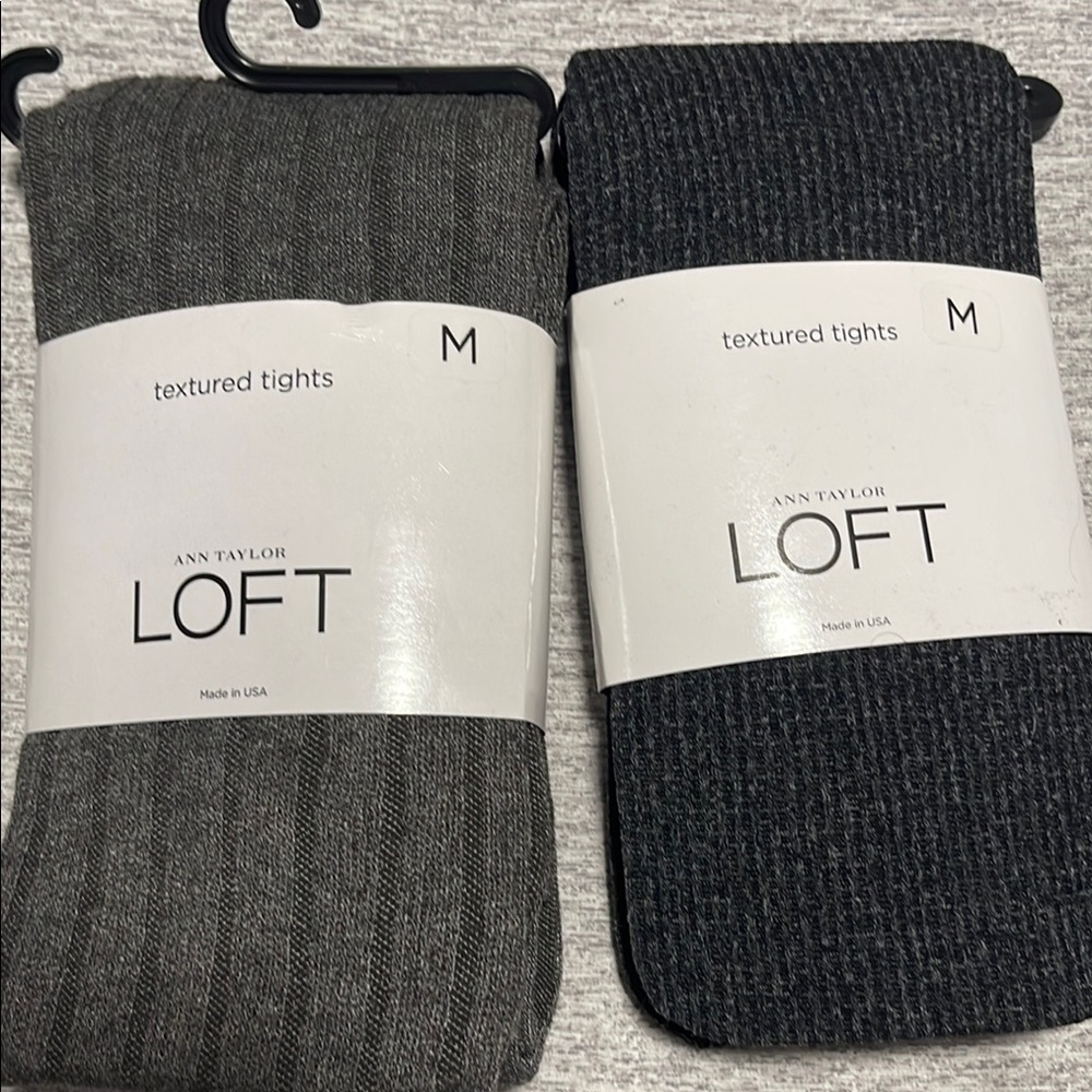 LOFT Gray Textured Tights - 2 Pack